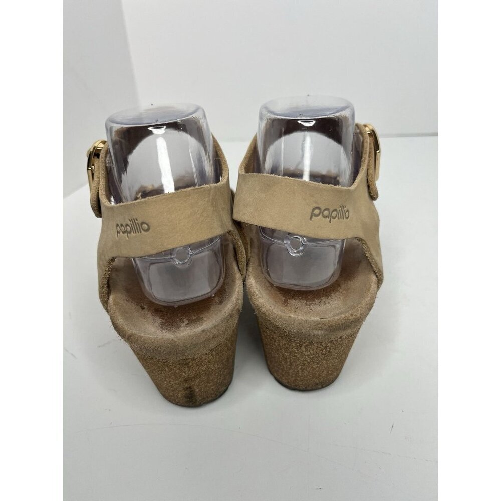 Papillio Birkenstock Soley Wedge Sandals EU 39 US 8 8.5 Sandcastle Nubuck - Picture 4 of 8